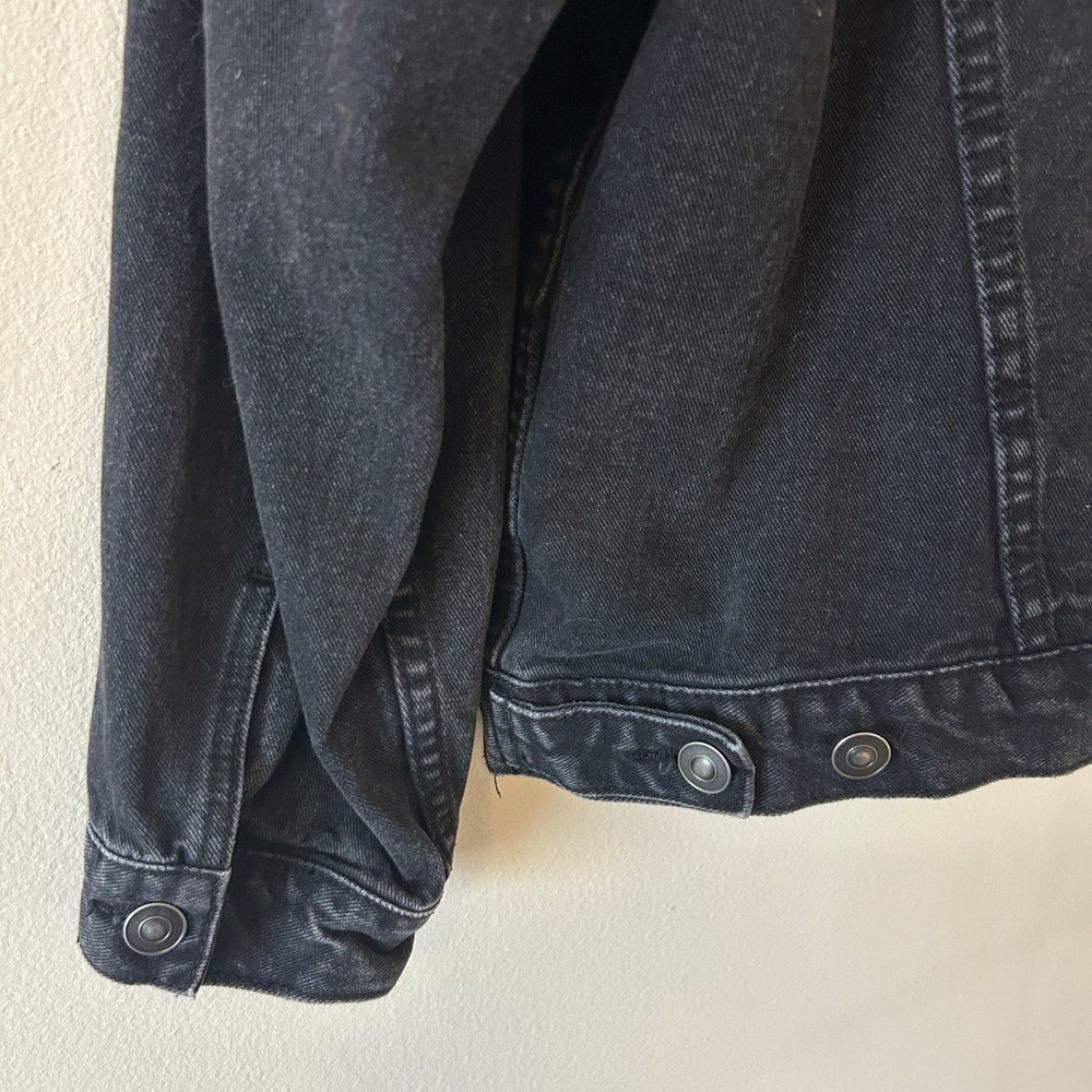 ASOS DENIM Black Washed Sherpa Lined Trucker Jacket‎ US 10 - Picture 12 of 14